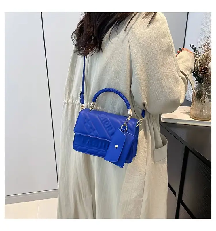 Pink Quilted Shoulder Bag with Long Strap — feature 13