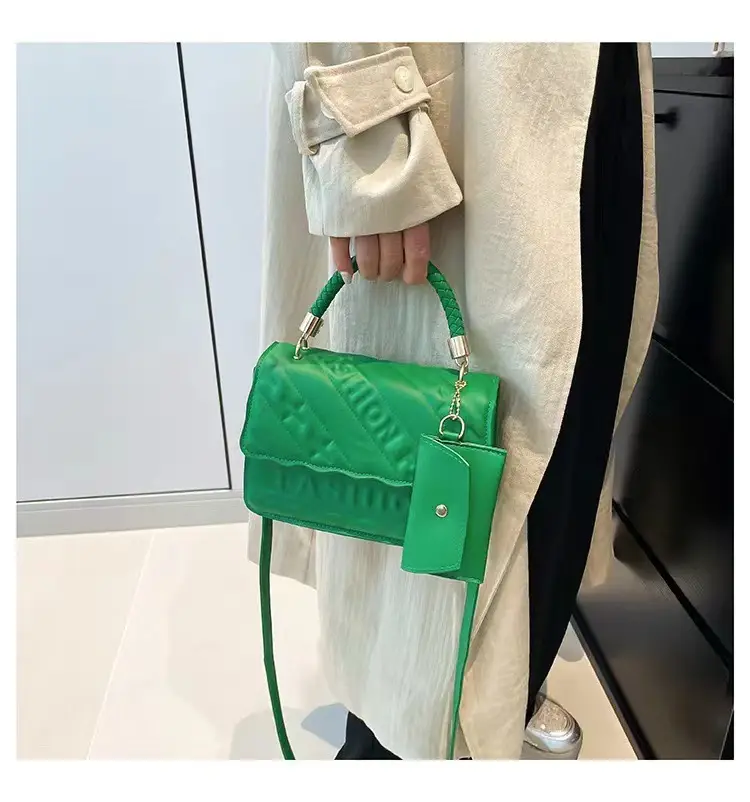 Pink Quilted Shoulder Bag with Long Strap — feature 16