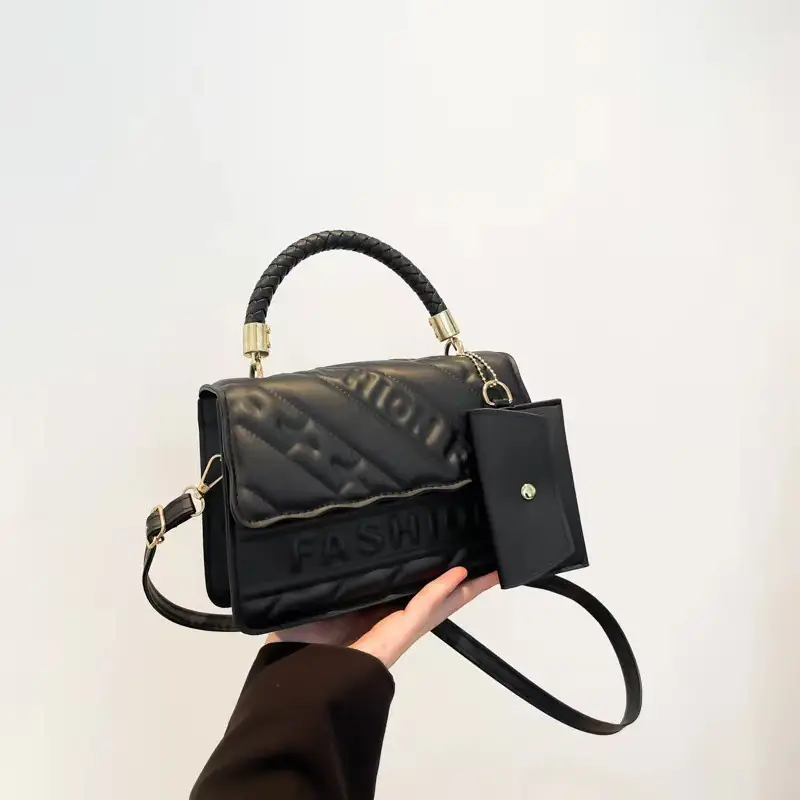 Pink Quilted Shoulder Bag with Long Strap — feature 20
