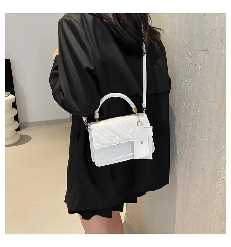Pink Quilted Shoulder Bag with Long Strap — feature 7