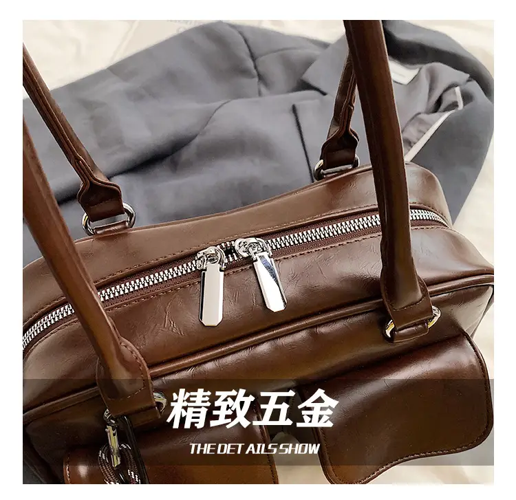 Brown Retro Women's Shoulder Bag with Keychain — feature 10