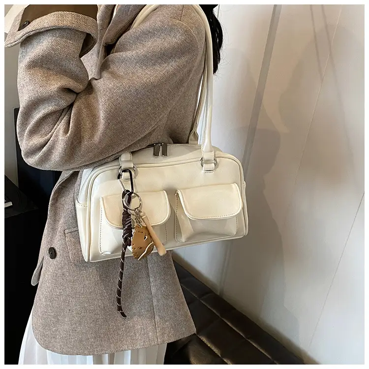 Brown Retro Women's Shoulder Bag with Keychain — feature 26