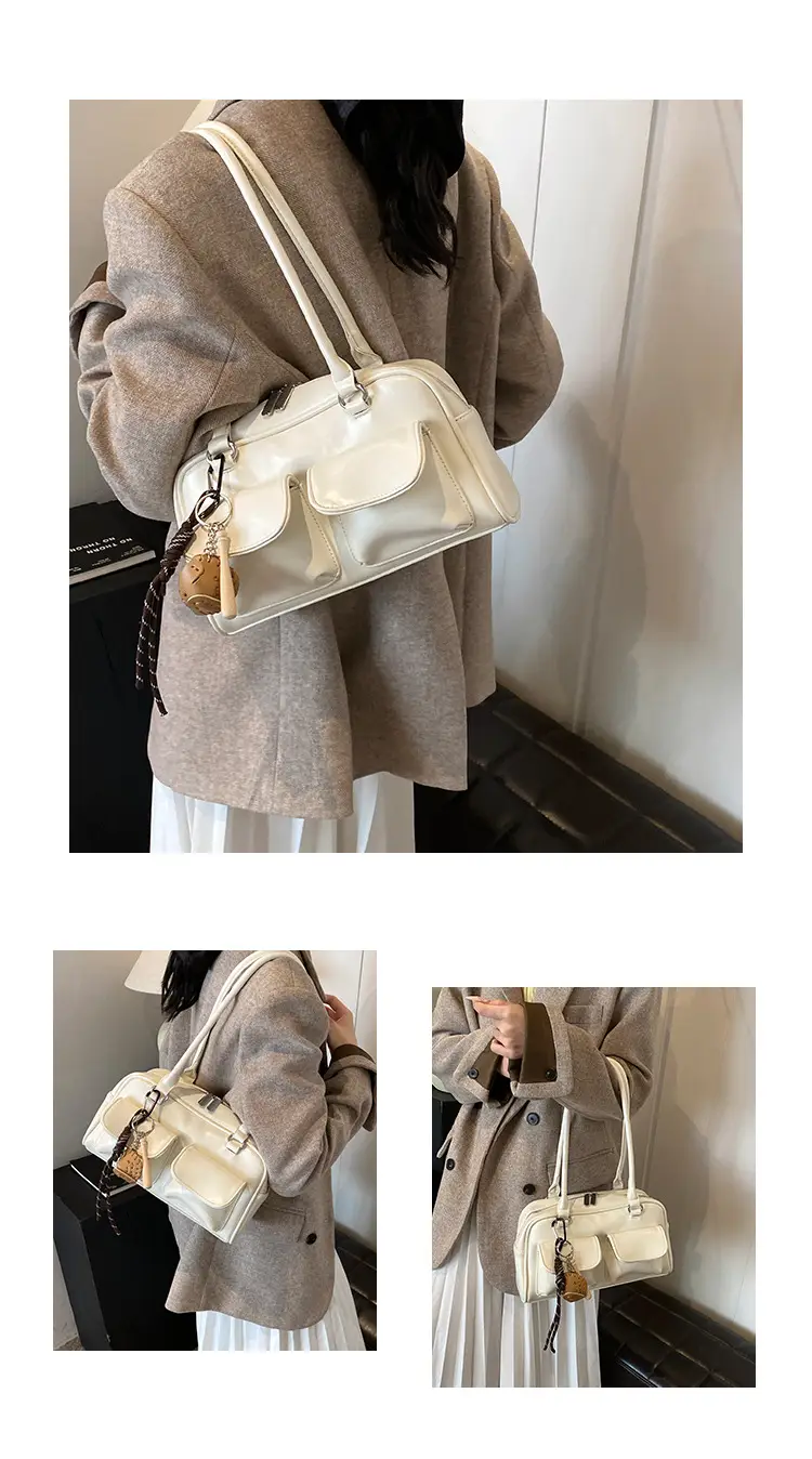 Brown Retro Women's Shoulder Bag with Keychain — feature 6