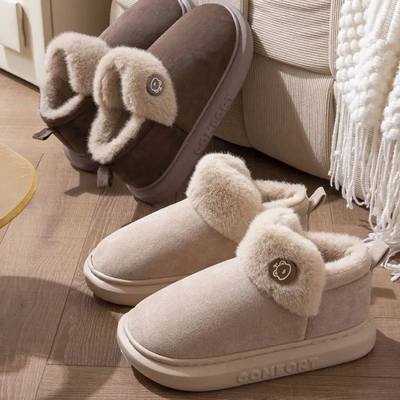 Wool Slippers for Couple Men Women Warm Home Non-Slip Indoor Maomao Yuezi Cotton Slippers Cartoon Autumn and Winter - Image 6