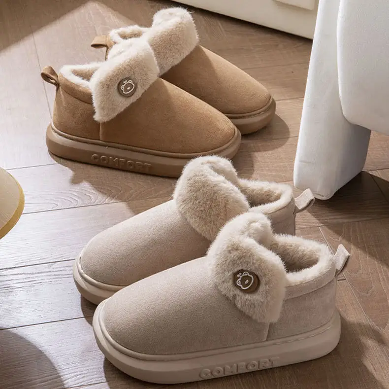 Wool Slippers for Couple Men Women Warm Home Non-Slip Indoor Maomao Yuezi Cotton Slippers Cartoon Autumn and Winter - Image 7