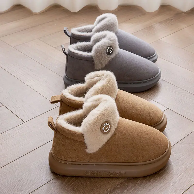 Wool Slippers for Couple Men Women Warm Home Non-Slip Indoor Maomao Yuezi Cotton Slippers Cartoon Autumn and Winter - Image 9