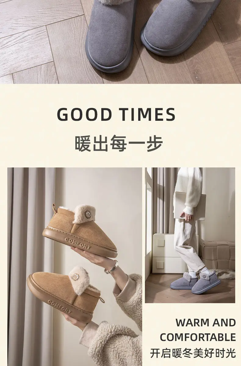 Wool Slippers for Couple Men Women Warm Home Non-Slip Indoor Maomao Yuezi Cotton Slippers Cartoon Autumn and Winter — feature 13