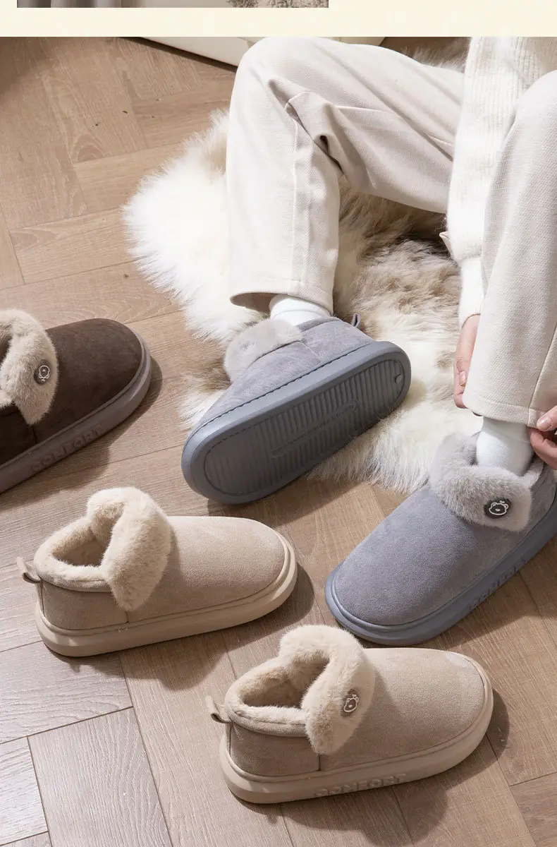 Wool Slippers for Couple Men Women Warm Home Non-Slip Indoor Maomao Yuezi Cotton Slippers Cartoon Autumn and Winter — feature 14