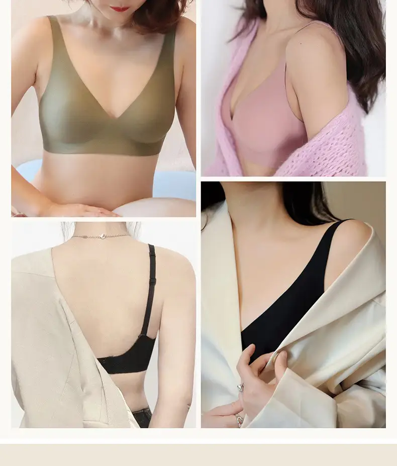 Jelly Traceless Underwear Women's Deep V Shaped Small Chest Gathering — feature 18