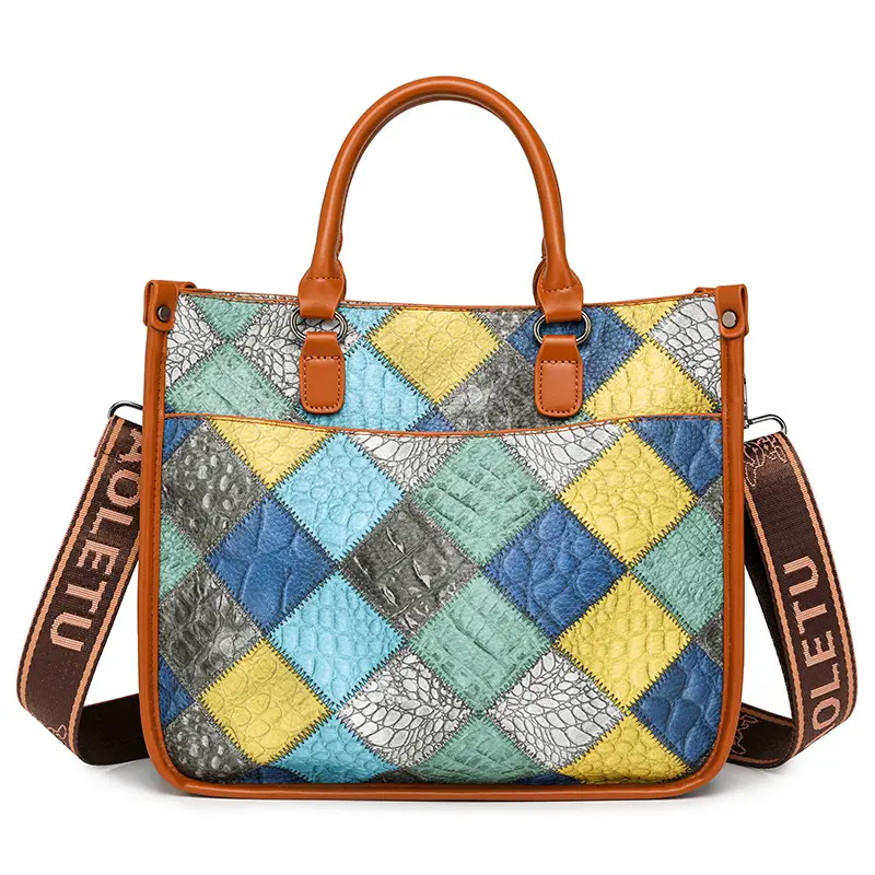 2024 New Stitching Contrast Color Handbag Large Capacity All-match Shoulder Crossbody Bag Fashion Women's Tote Bag - Image 9