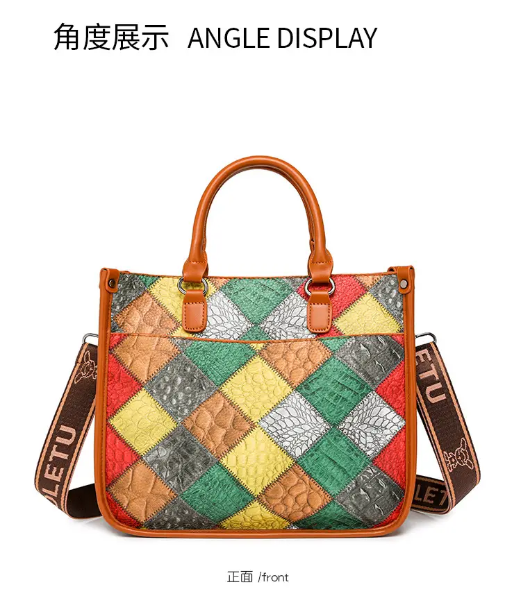 2024 New Stitching Contrast Color Handbag Large Capacity All-match Shoulder Crossbody Bag Fashion Women's Tote Bag — feature 15