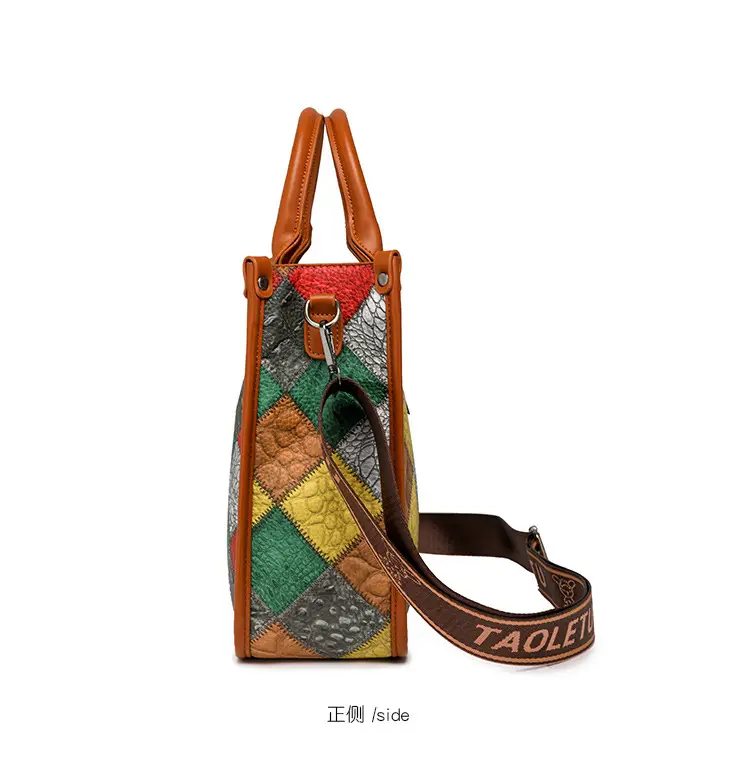 2024 New Stitching Contrast Color Handbag Large Capacity All-match Shoulder Crossbody Bag Fashion Women's Tote Bag — feature 17