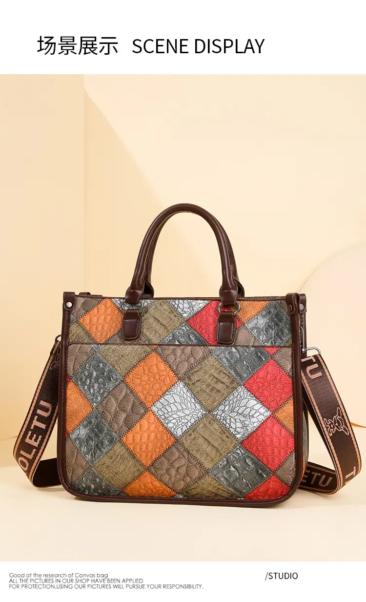 2024 New Stitching Contrast Color Handbag Large Capacity All-match Shoulder Crossbody Bag Fashion Women's Tote Bag — feature 23