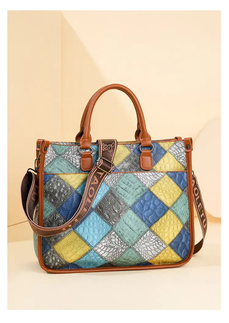 2024 New Stitching Contrast Color Handbag Large Capacity All-match Shoulder Crossbody Bag Fashion Women's Tote Bag — feature 24