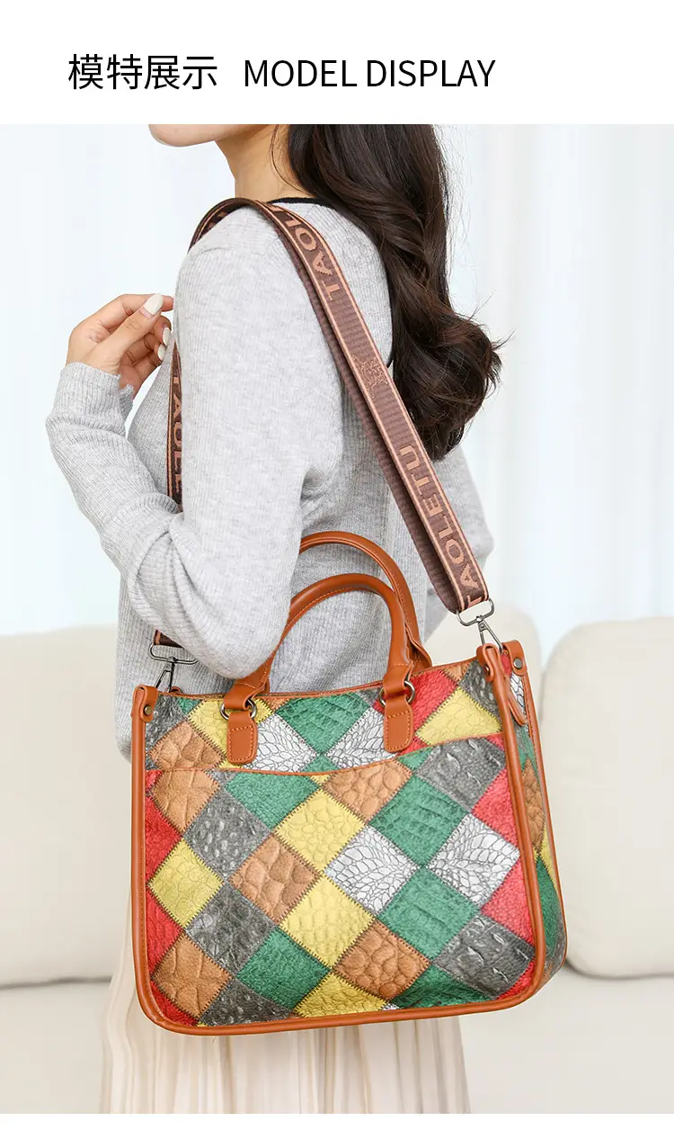 2024 New Stitching Contrast Color Handbag Large Capacity All-match Shoulder Crossbody Bag Fashion Women's Tote Bag — feature 26