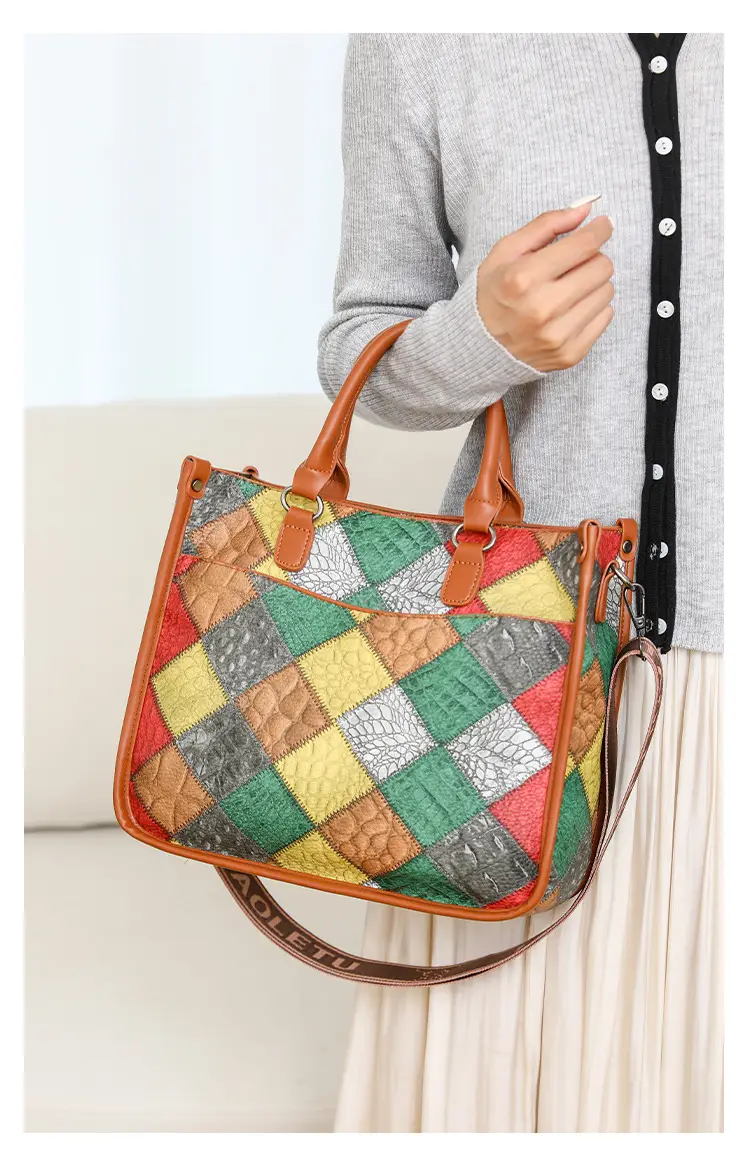 2024 New Stitching Contrast Color Handbag Large Capacity All-match Shoulder Crossbody Bag Fashion Women's Tote Bag — feature 27