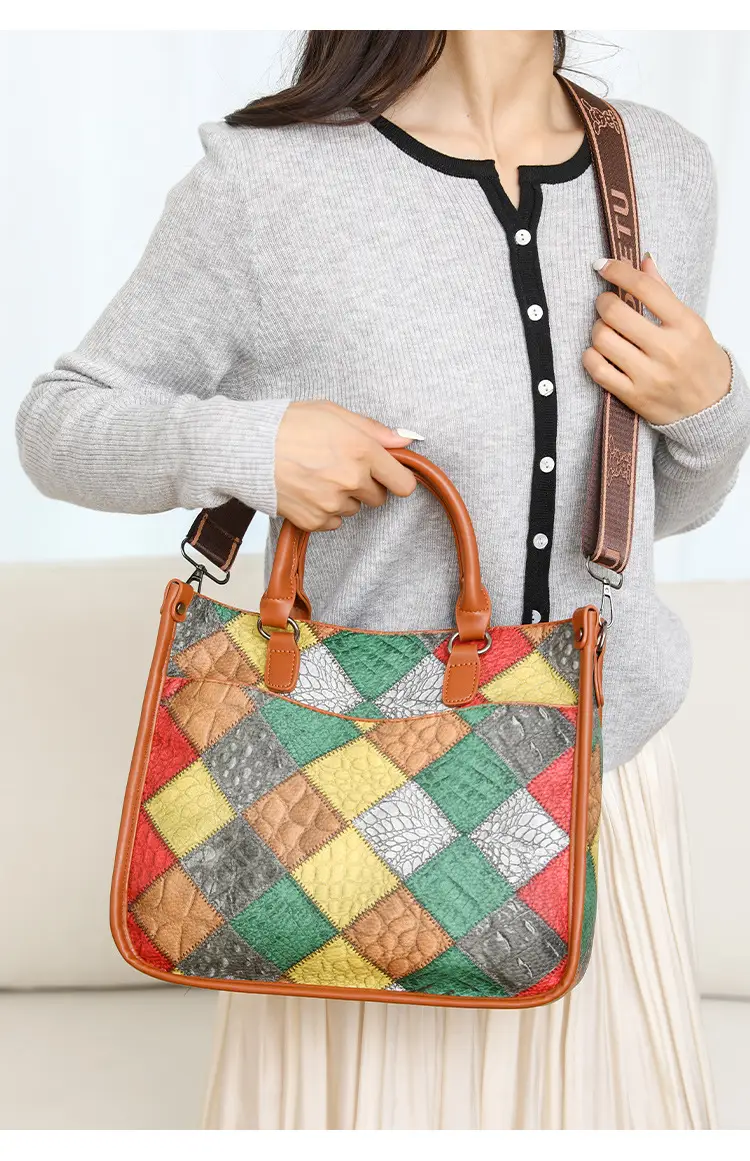 2024 New Stitching Contrast Color Handbag Large Capacity All-match Shoulder Crossbody Bag Fashion Women's Tote Bag — feature 28