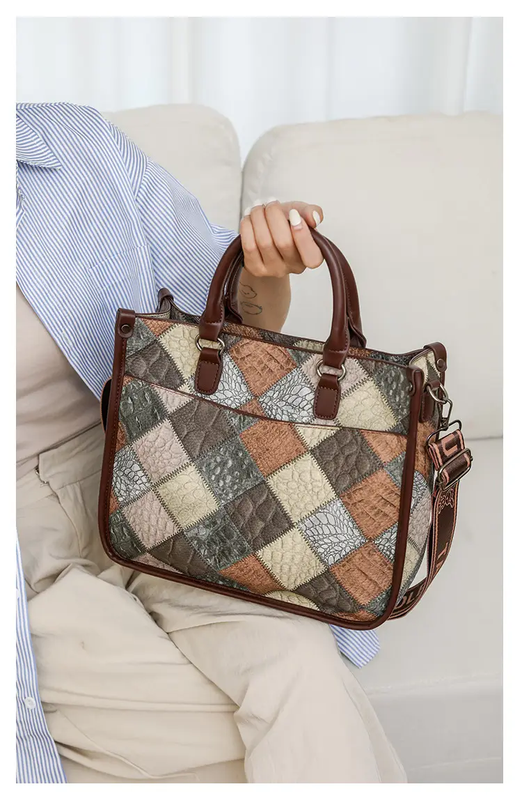 2024 New Stitching Contrast Color Handbag Large Capacity All-match Shoulder Crossbody Bag Fashion Women's Tote Bag — feature 29