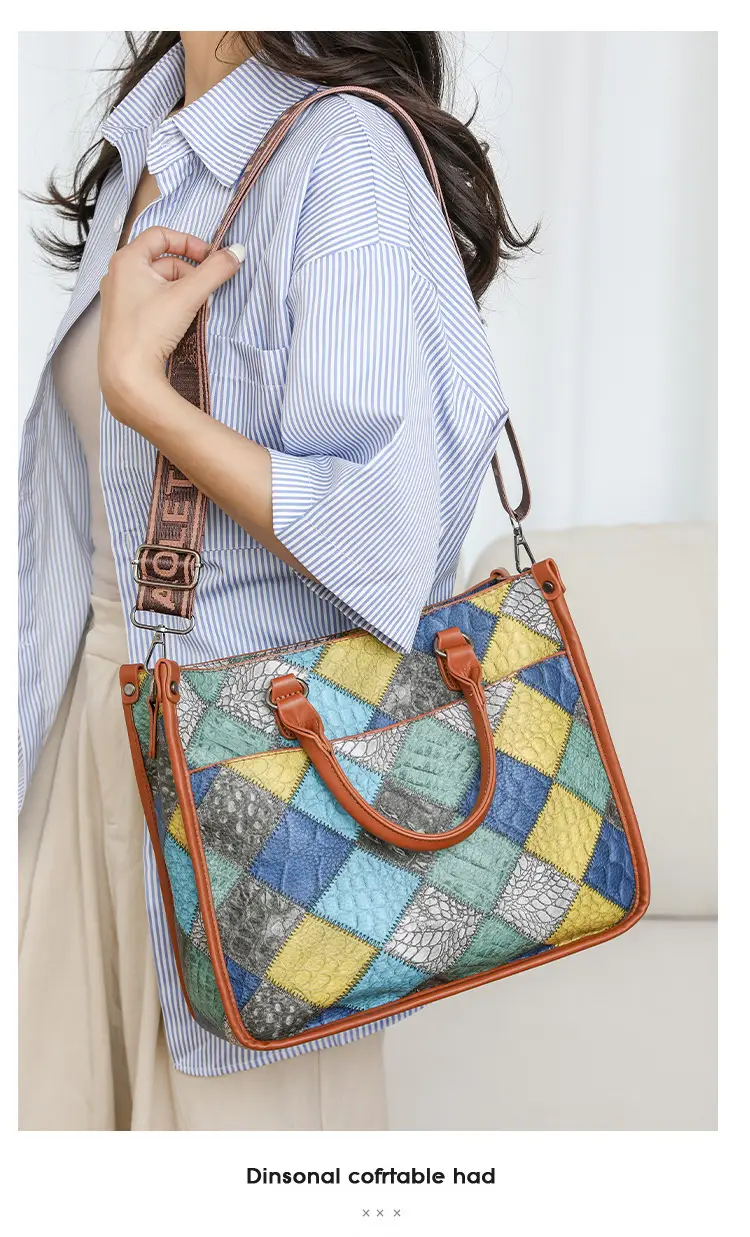 2024 New Stitching Contrast Color Handbag Large Capacity All-match Shoulder Crossbody Bag Fashion Women's Tote Bag — feature 32