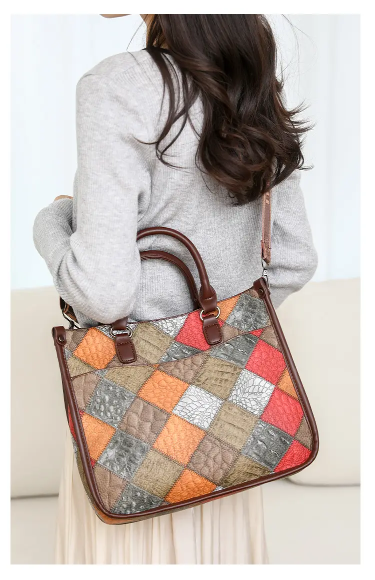 2024 New Stitching Contrast Color Handbag Large Capacity All-match Shoulder Crossbody Bag Fashion Women's Tote Bag — feature 34