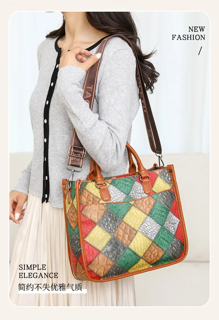 2024 New Stitching Contrast Color Handbag Large Capacity All-match Shoulder Crossbody Bag Fashion Women's Tote Bag — feature 4
