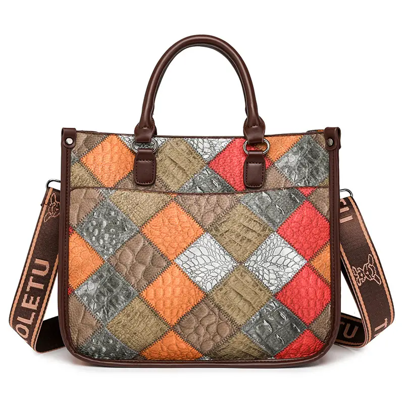 2024 New Stitching Contrast Color Handbag Large Capacity All-match Shoulder Crossbody Bag Fashion Women's Tote Bag - Image 2