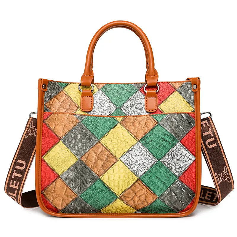 2024 New Stitching Contrast Color Handbag Large Capacity All-match Shoulder Crossbody Bag Fashion Women's Tote Bag - Image 3