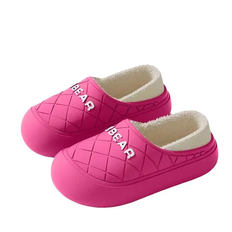 Women's Waterproof Fleece Slippers Black Winter
