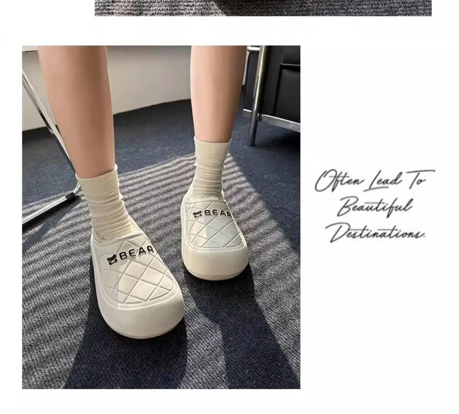 Women's Waterproof Fleece Slippers Black Winter — feature 12