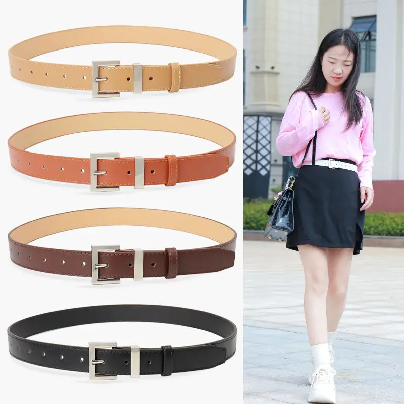 Black Leather Belt for Women with Buckle & Pockets - Image 8