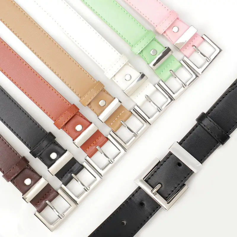 Black Leather Belt for Women with Buckle & Pockets - Image 9