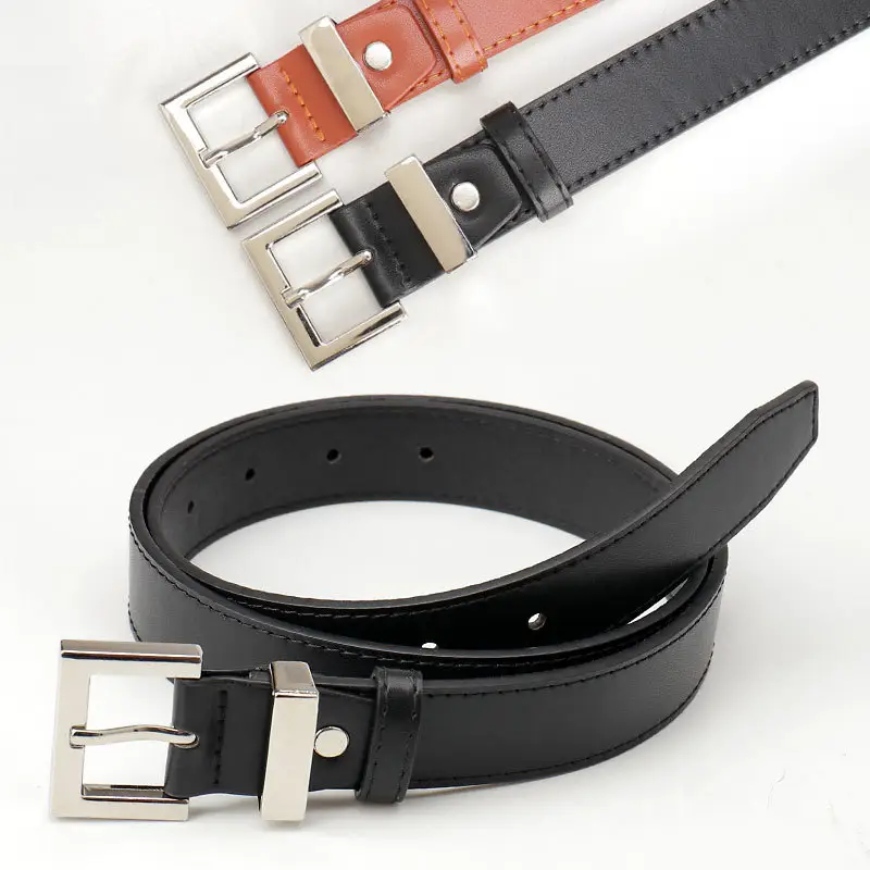 Black Leather Belt for Women with Buckle & Pockets - Image 11