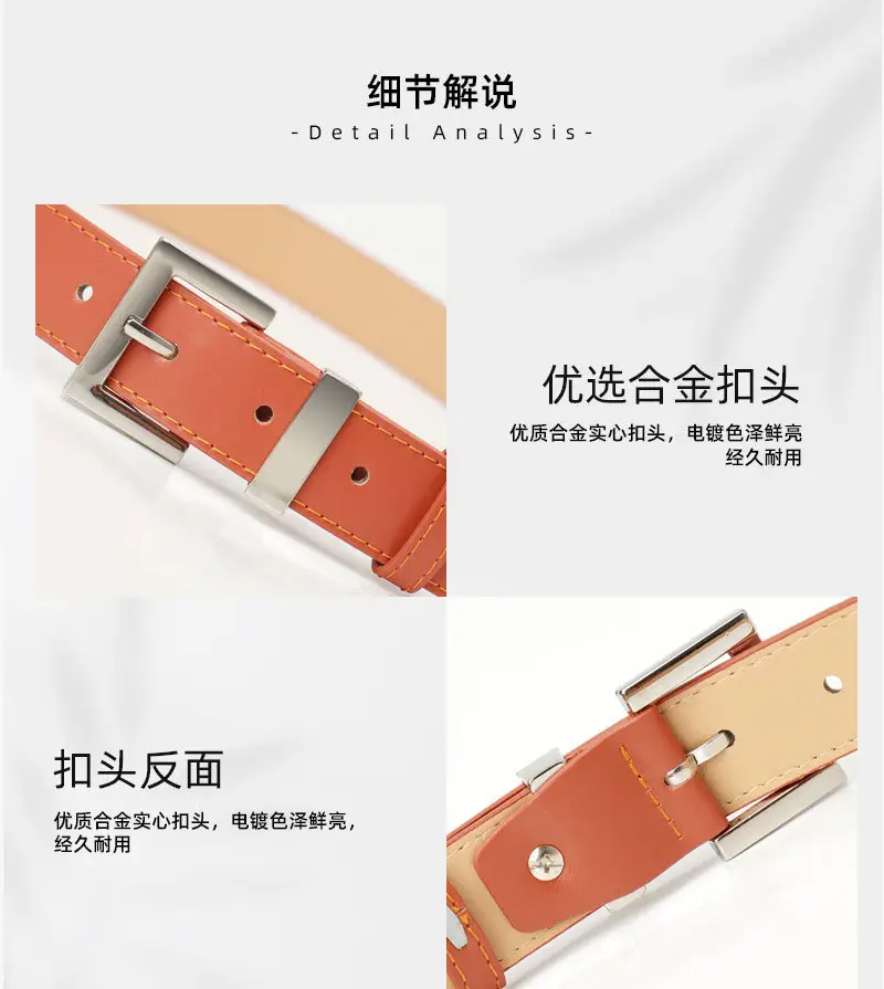 Black Leather Belt for Women with Buckle & Pockets — feature 10