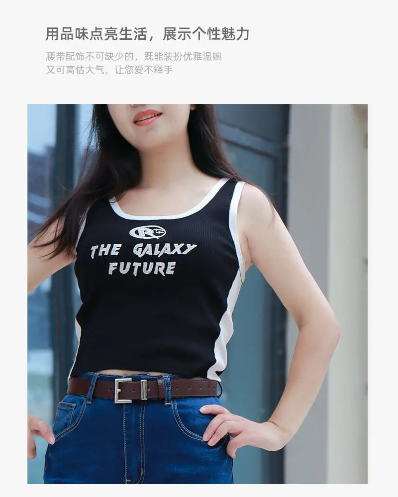 Black Leather Belt for Women with Buckle & Pockets — feature 13