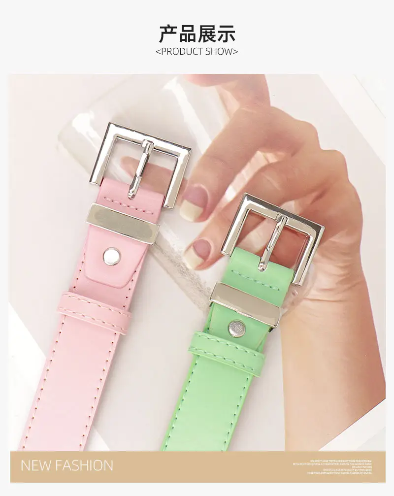 Black Leather Belt for Women with Buckle & Pockets — feature 15