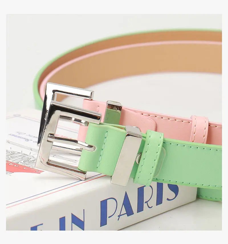 Black Leather Belt for Women with Buckle & Pockets — feature 16