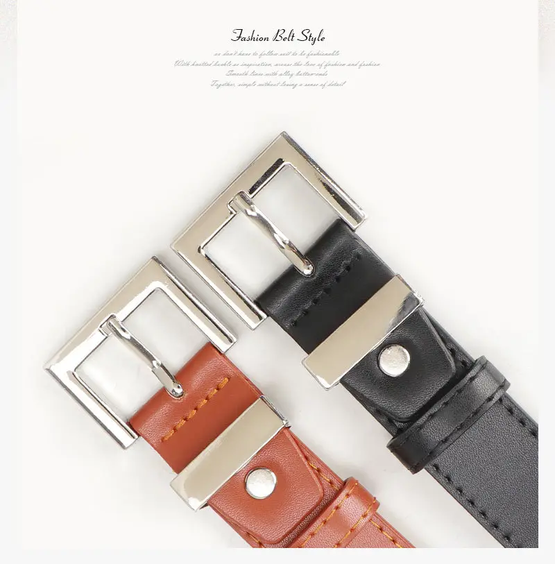 Black Leather Belt for Women with Buckle & Pockets — feature 4