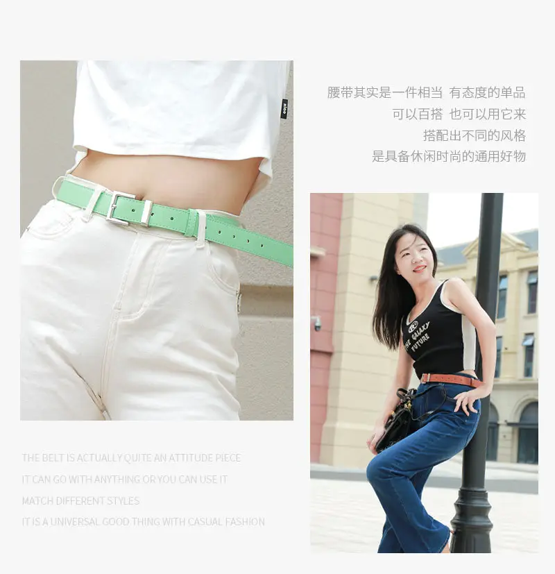 Black Leather Belt for Women with Buckle & Pockets — feature 5