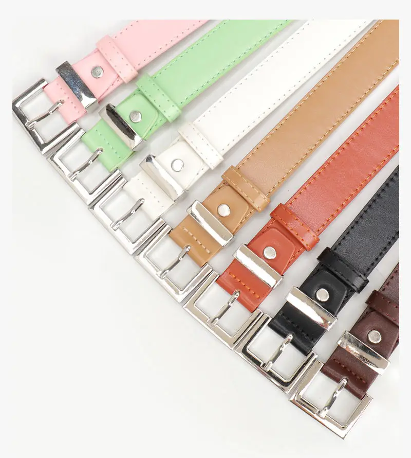 Black Leather Belt for Women with Buckle & Pockets — feature 9
