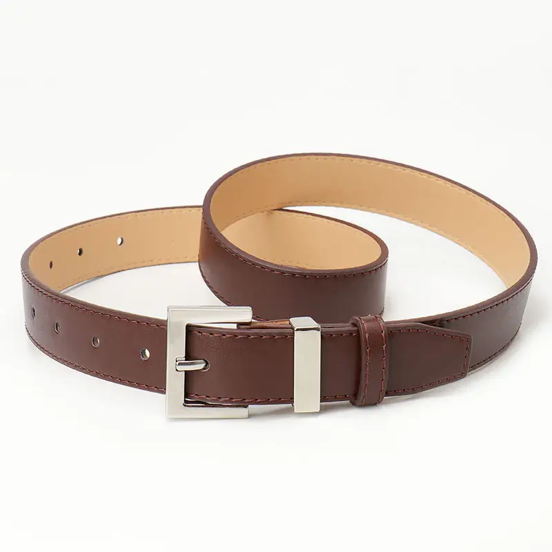 Black Leather Belt for Women with Buckle & Pockets - Image 2