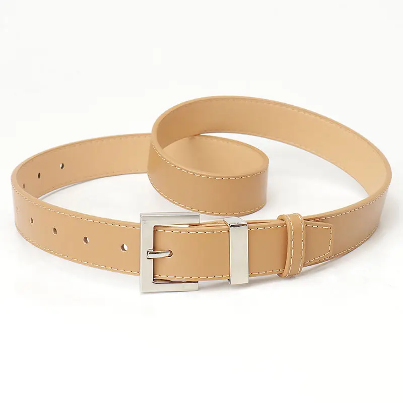 Black Leather Belt for Women with Buckle & Pockets - Image 3