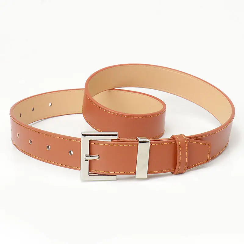 Black Leather Belt for Women with Buckle & Pockets - Image 4