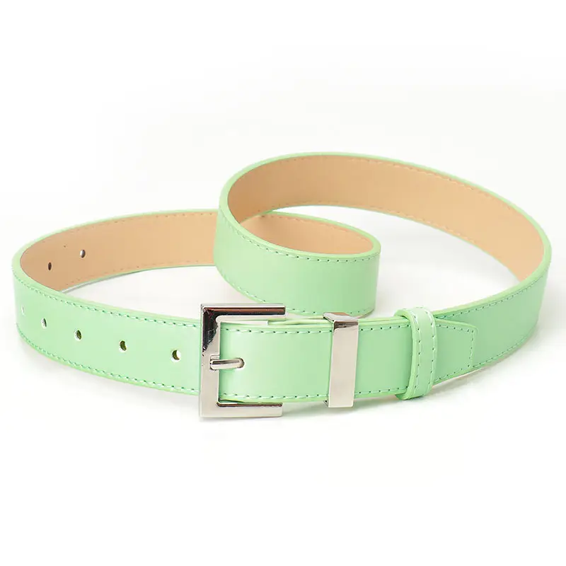Black Leather Belt for Women with Buckle & Pockets - Image 5