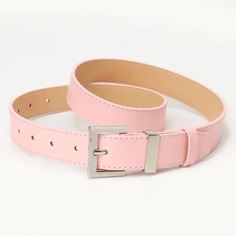 Black Leather Belt for Women with Buckle & Pockets - Image 6