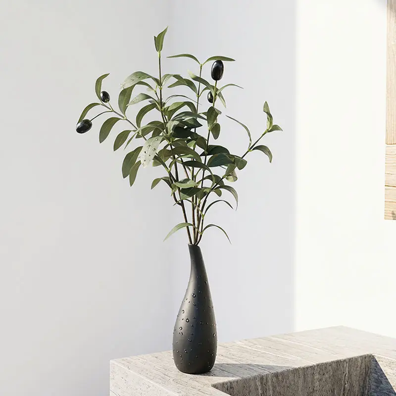 6 fork simulation olive leaf simulation green plant with fruit olive branch green branch photography props cross-border hot selling wholesale