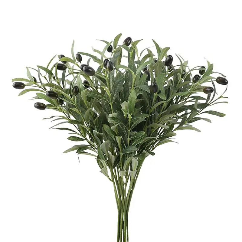 6 fork simulation olive leaf simulation green plant with fruit olive branch green branch photography props cross-border hot selling wholesale