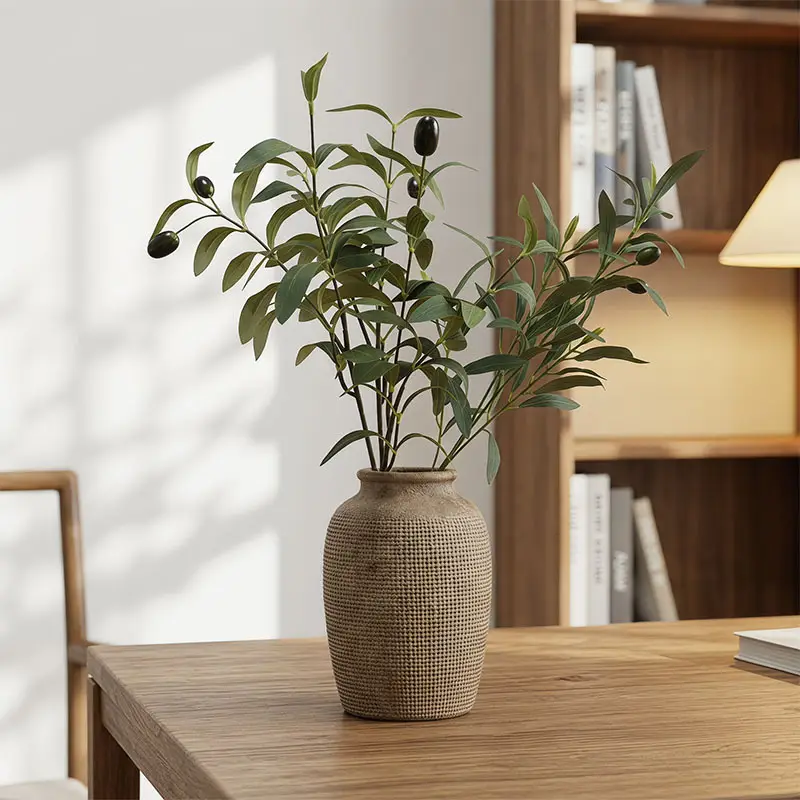 6 fork simulation olive leaf simulation green plant with fruit olive branch green branch photography props cross-border hot selling wholesale — feature 5
