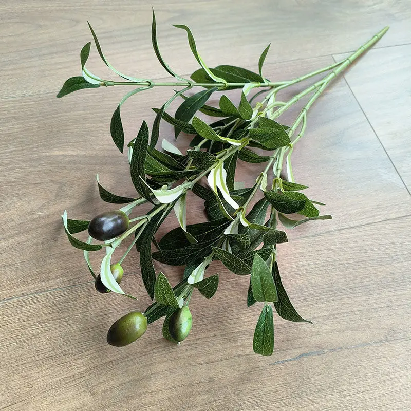 6 fork simulation olive leaf simulation green plant with fruit olive branch green branch photography props cross-border hot selling wholesale — feature 7