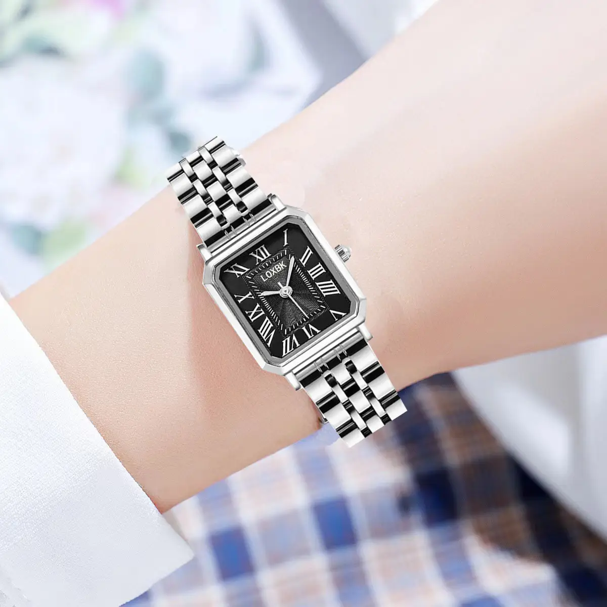 Retro Roman Women's Watch Rose Gold Square Analog - Image 10