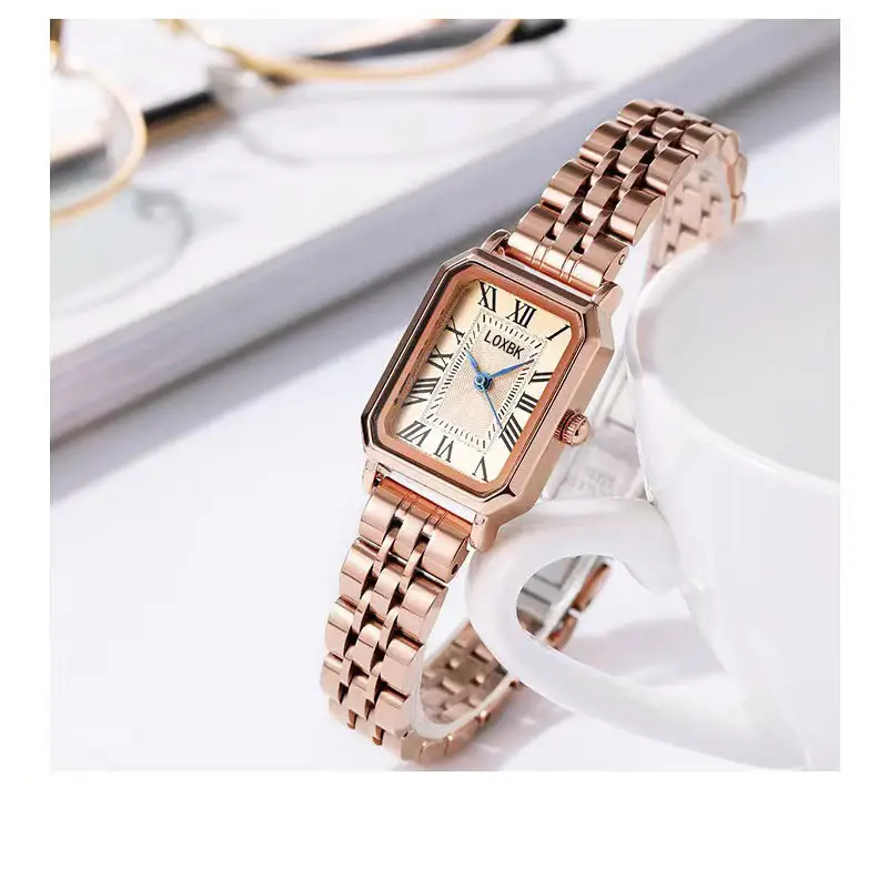 Retro Roman Women's Watch Rose Gold Square Analog — feature 6